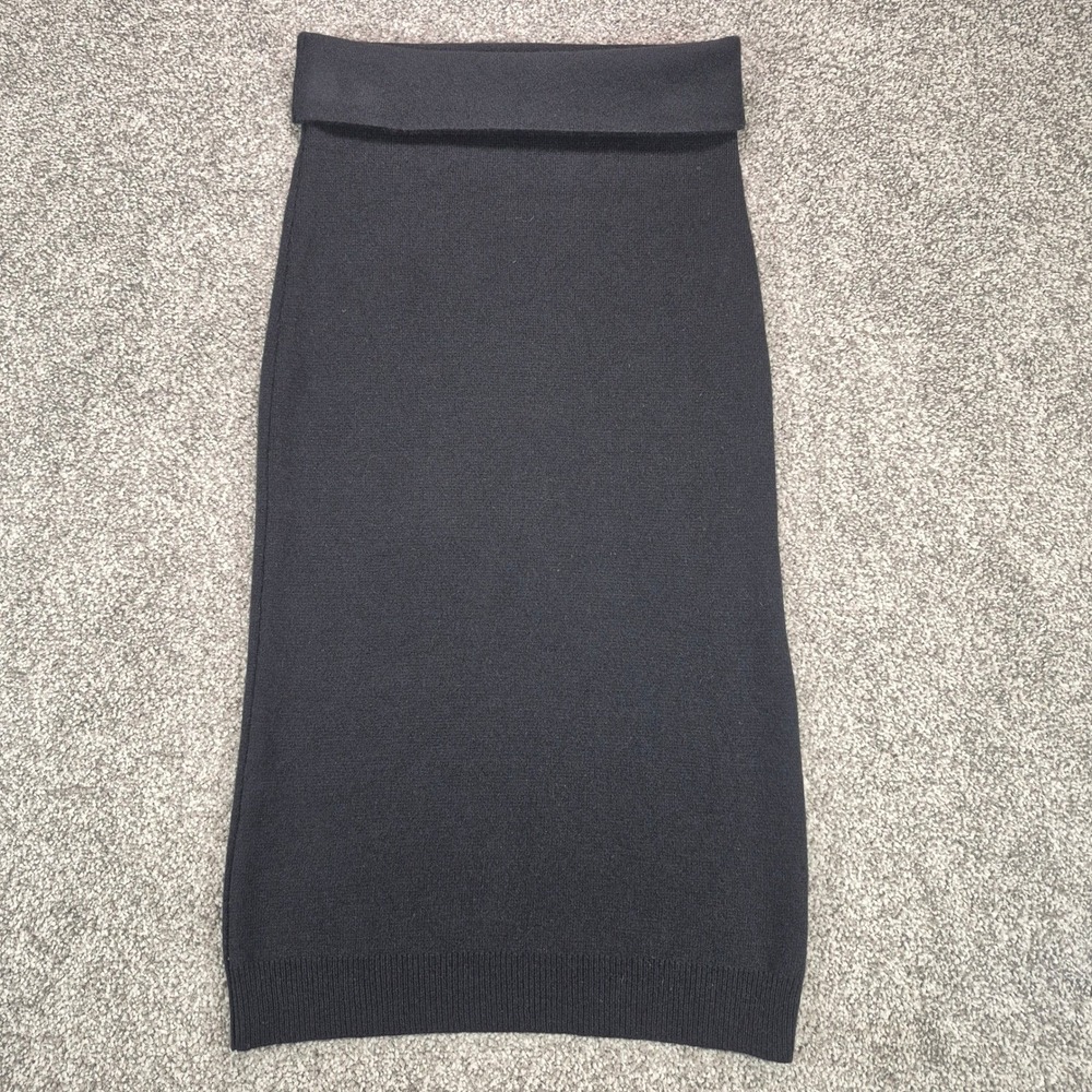 Saks Fifth Avenue 100% Cashmere Skirt Womens Small Black Chic Made in Italy